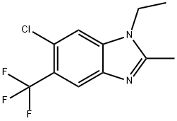 6-クロロ-1-エチル-2-メチル-5-(トリフルオロメチル)-1H-ベンゾイミダゾール 化学構造式