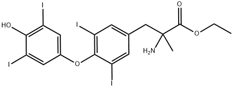 rac-(R*)-2-アミノ-3-[4-(4-ヒドロキシ-3,5-ジヨードフェノキシ)-3,5-ジヨードフェニル]-2-メチルプロピオン酸エチル 化学構造式
