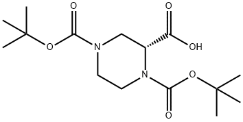 (R)-1-N-BOC-4-N-BOC-PIPERAZINE-2-CARBOXYLIC ACID 化学構造式