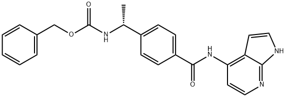 (1-(4-((1H-ピロロ[2,3-B]ピリジン-4-イル)カルバモイル)フェニル)エチル)カルバミン酸(R)-ベンジル 化学構造式