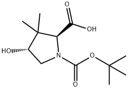 (2S,4R)-N-Boc-4-羟基-3,3-二甲基吡咯烷-2-甲酸 结构式