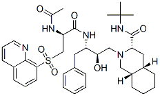 (3S,4aS,8aS)-2-[(2R,3S)-3-[[(2S)-2-acetamido-3-quinolin-8-ylsulfonyl-p ropanoyl]amino]-2-hydroxy-4-phenyl-butyl]-N-tert-butyl-3,4,4a,5,6,7,8, 8a-octahydro-1H-isoquinoline-3-carboxamide Struktur