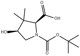 (2S,4S)-N-Boc-4-羟基-3,3-二甲基吡咯烷-2-甲酸,174060-99-2,结构式