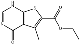 5-メチル-4-オキソ-3,4-ジヒドロチエノ[2,3-D]-ピリミジン-6-カルボン酸エチル 化学構造式