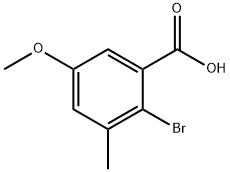 2-ブロモ-5-メトキシ-3-メチル安息香酸 化学構造式