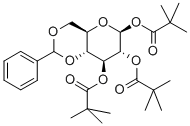 4,6-Di-O-benzyliden-1,2,3-tri-O-pivaloyl-β-D-glucopyranose Struktur