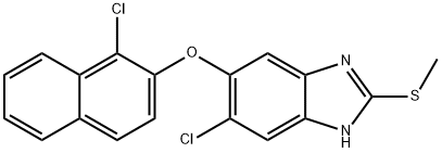 5-Chloro-6-((1-chloro-2-naphthalenyl)oxy)-2-(methylthio)-1H-benzimidaz ole Struktur