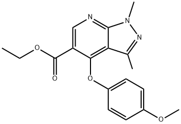 4-(4-甲氧基苯氧基)-1,3-二甲基-1H-吡唑并[3,4-B]吡啶-5-羧酸乙酯 结构式