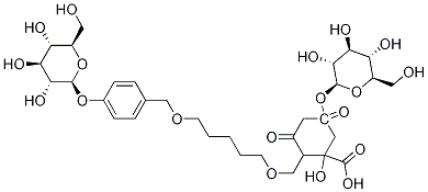 3-Carboxy-3-hydroxy-1,5-dioxo-1,5-pentanediylbis(oxymethylene-4,1-phenylene) bis-beta-D-glucopyranoside 化学構造式