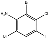 2,6-ジブロモ-3-クロロ-4-フルオロアニリン 塩化物 臭化物 化学構造式