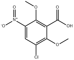 3-クロロ-2,6-ジメトキシ-5-ニトロ安息香酸 化学構造式