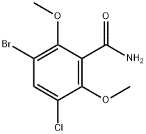 3-ブロモ-5-クロロ-2,6-ジメトキシベンズアミド 化学構造式