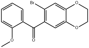 (7-溴-2,3-二氢苯并[B][1,4]二噁英-6-基)(2-甲氧基苯基)甲酮, 175136-41-1, 结构式