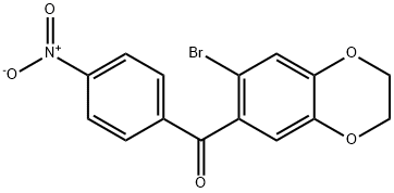 (7-BROMO-2,3-DIHYDRO-1,4-BENZODIOXIN-6-YL)(4-NITROPHENYL)METHANONE Struktur