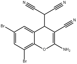 2-(2-氨基-6,8-二溴-3-氰基-4H-色烯-4-基)丙二腈,175136-96-6,结构式