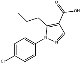 1-(4-クロロフェニル)-5-プロピル-1H-ピラゾール-4-カルボン酸 化学構造式