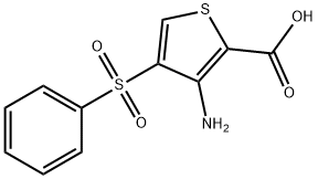 3-アミノ-4-(フェニルスルホニル)チオフェン-2-カルボン酸 化学構造式