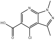 4-クロロ-1,3-ジメチル-1H-ピラゾロ[3,4-B]ピリジン-5-カルボン酸 化学構造式
