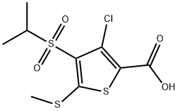 3-クロロ-4-(イソプロピルスルホニル)-5-(メチルチオ)-チオフェン-2-カルボン酸 化学構造式