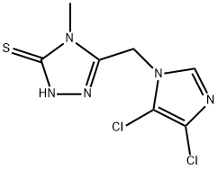 5-[(4,5-ジクロロ-1H-イミダゾール-1-イル)メチル]-4-メチル-4H-1,2,4-トリアゾール-3-チオール 化学構造式