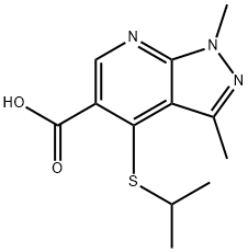 4-(ISOPROPYLTHIO)-1,3-DIMETHYL-1H-PYRAZOLO[3,4-B]PYRIDINE-5-CARBOXYLIC ACID Structure