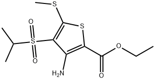 3-アミノ-4-(イソプロピルスルホニル)-5-(メチルチオ)チオフェン-2-カルボン酸エチル 化学構造式