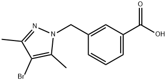 3-[(4-ブロモ-3,5-ジメチル-1H-ピラゾール-1-イル)メチル]安息香酸 化学構造式