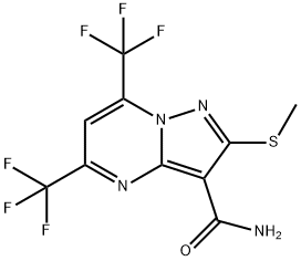 5,7-BIS(TRIFLUOROMETHYL)-2-(METHYLTHIO)PYRAZOLO-[1,5-A]PYRIMIDINE-3-CARBOXAMIDE Struktur