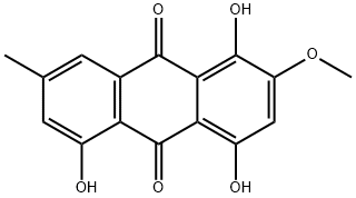 1,4,5-Trihydroxy-2-methoxy-7-methyl-9,10-anthracenedione Structure