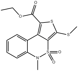 5-甲基-3-(甲基硫代)-4,4-二氧代-4,5-二氢-4LAMBDA~6~-苯并[C]噻吩并[3,4-E][1,2]噻嗪-1-羧酸乙酯,175276-42-3,结构式