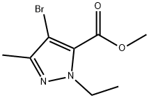 4-溴-1-乙基-3-甲基-1H-吡唑-5-羧酸甲酯, 175276-98-9, 结构式