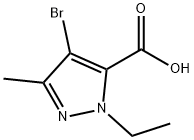 4-ブロモ-1-エチル-3-メチル-1H-ピラゾール-5-カルボン酸 化学構造式