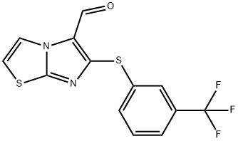 6-((3-(三氟甲基)苯基)硫代)咪唑并[2,1-B]噻唑-5-甲醛, 175277-56-2, 结构式