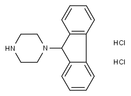 1-(9H-芴-9-基)哌嗪二盐酸盐 结构式
