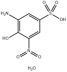 3-アミノ-4-ヒドロキシ-5-ニトロベンゼンスルホン酸一水和物 化学構造式