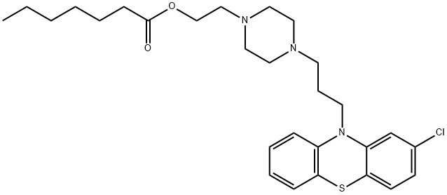 2-[4-[3-(2-chloro-10H-phenothiazin-10-yl)propyl]piperazin-1-yl]ethyl heptanoate Struktur