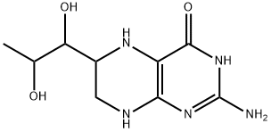 (6R)-2-アミノ-6β-[(1S,2R)-1,2-ジヒドロキシプロピル]-5,6,7,8-テトラヒドロプテリジン-4(3H)-オン 化学構造式