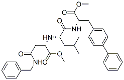 L-Alanine, 3-[1,1-biphenyl]-4-yl-N-[N-[1-(methoxycarbonyl)-3-oxo-3-[(phenylmethyl)amino]propyl]-L-leucyl]-, methyl ester, (S)- (9CI) Struktur