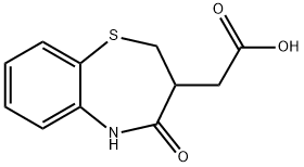 (4-オキソ-2,3,4,5-テトラヒドロ-1,5-ベンゾチアゼピン-3-イル)酢酸 化学構造式