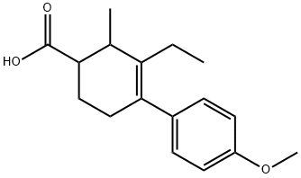 3-エチル-4-(p-メトキシフェニル)-2-メチル-3-シクロヘキセン-1-カルボン酸 化学構造式