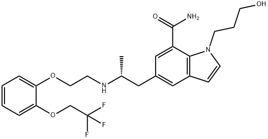 1-(3-Hydroxypropyl)-5-[(2R)-2-[[2-[2-(2,2,2-trifluoroethoxy)phenoxy]ethyl]aMino]propyl]-1H-indole-7-carboxaMide Structure
