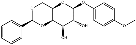 4-甲氧苯基4,6-O-苯亚甲基-Β-D-吡喃半乳糖苷 结构式