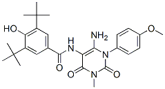 Benzamide,  N-[6-amino-1,2,3,4-tetrahydro-1-(4-methoxyphenyl)-3-methyl-2,4-dioxo-5-pyrimidinyl]-3,5-bis(1,1-dimethylethyl)-4-hydroxy- Structure