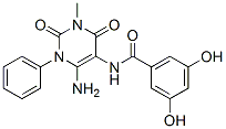 Benzamide,  N-(6-amino-1,2,3,4-tetrahydro-3-methyl-2,4-dioxo-1-phenyl-5-pyrimidinyl)-3,5-dihydroxy-|