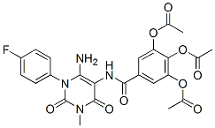 Benzamide,  3,4,5-tris(acetyloxy)-N-[6-amino-1-(4-fluorophenyl)-1,2,3,4-tetrahydro-3-methyl-2,4-dioxo-5-pyrimidinyl]- Struktur