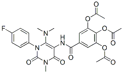 Benzamide,  3,4,5-tris(acetyloxy)-N-[6-(dimethylamino)-1-(4-fluorophenyl)-1,2,3,4-tetrahydro-3-methyl-2,4-dioxo-5-pyrimidinyl]- Structure