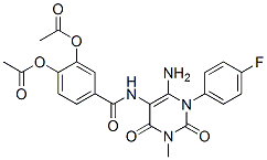 Benzamide,  3,4-bis(acetyloxy)-N-[6-amino-1-(4-fluorophenyl)-1,2,3,4-tetrahydro-3-methyl-2,4-dioxo-5-pyrimidinyl]- 化学構造式
