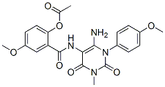 Benzamide,  2-(acetyloxy)-N-[6-amino-1,2,3,4-tetrahydro-1-(4-methoxyphenyl)-3-methyl-2,4-dioxo-5-pyrimidinyl]-5-methoxy- 化学構造式
