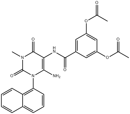 Benzamide,  3,5-bis(acetyloxy)-N-[6-amino-1,2,3,4-tetrahydro-3-methyl-1-(1-naphthalenyl)-2,4-dioxo-5-pyrimidinyl]- Struktur