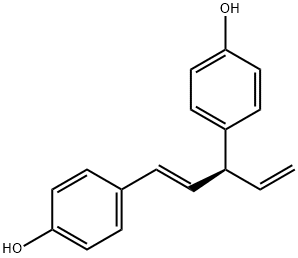 4-[1-[(E)-4-ヒドロキシスチリル]アリル]フェノール 化学構造式